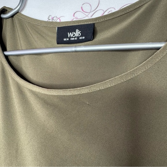 Wallis dress cinched zipper stunning stretchy army olive green bodycon flatter - Picture 12 of 12